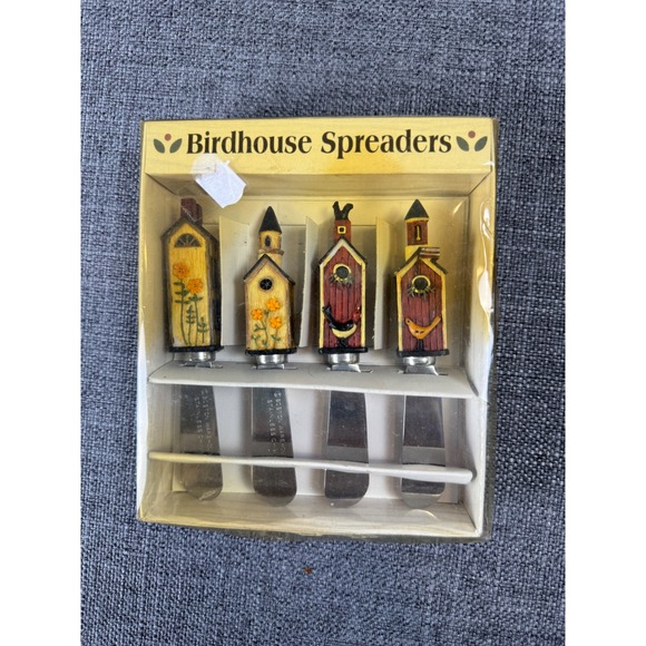 Warren Kimble Other - Warren Kimble Birdhouse Spreaders Set 4 Cheese Butter Knives Wood Handle
